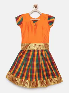 Baby Lakshmi Girls Multicoloured Ready to Wear Pattu Pavadai