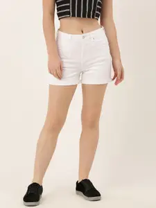 AND Women White Self Design Regular Fit Regular Shorts