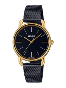 CASIO Enticer Ladies Black & Gold-Toned Analogue Enticer Watch A1793