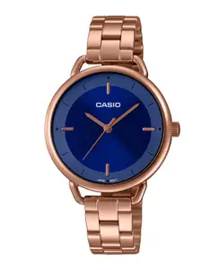 CASIO Enticer Ladies Blue & Rose Gold Analogue Watch A1800