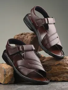 Azzaro Black Men Brown Solid Comfort Sandals