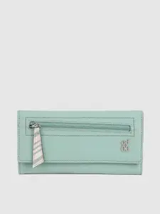 Baggit Women Blue Solid Three Fold Wallet