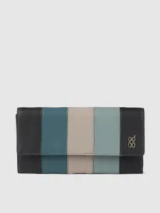Baggit Women Blue & Black Striped Two Fold Wallet