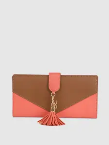 Baggit Women Coral & Brown BRUCE E PHEEBY Colourblocked Two Fold Wallet