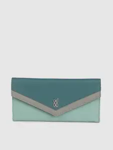 Baggit Women Blue Colourblocked Two Fold Wallet