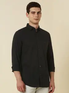 Allen Solly Men Black Slim Fit Solid Pure Cotton Casual Shirt