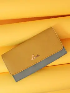 Lavie Halley Women Grey & Mustard Yellow Colourblocked Long Envelope Wallet