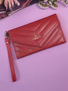 Lavie Naima Women Pink Textured Three-Fold Wallet