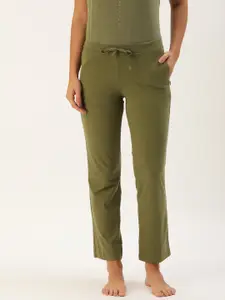 Enamor Women Mid-Rise Straight Leg Lounge Pants with Zipper Pockets E014