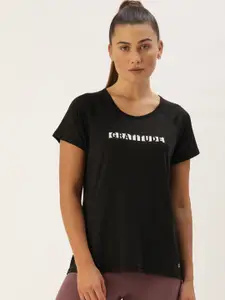 Enamor Women Black & White Printed Round Neck Lounge T-shirt