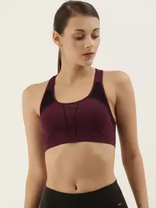 Enamor Maroon Non-Wired Removable Pads High Coverage Medium Impact Sports Bra SB08