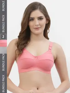 Floret Women Pack Of 2 Solid Non-Padded Non-Wired Everyday Bras T3061