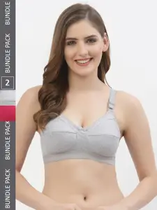 Floret Women Pack Of 2 Solid Non-Padded Non-Wired Everyday Bras T3061