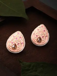 Rubans Gold-Plated & Pink Contemporary Studs