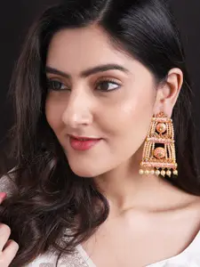Rubans 24k Gold-Plated & Pink Contemporary Drop Earrings