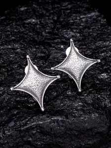 PANASH Silver-Toned Contemporary Studs