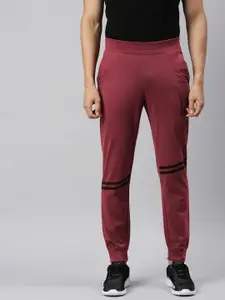 Huetrap Men Burgundy Solid Regular Fit Sustainable Joggers