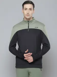 Alcis Men Black & Green Colourblocked Sweatshirt