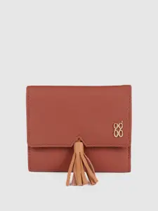 Baggit Women Brown Textured Three Fold Wallet