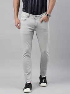 Louis Philippe Jeans Men Grey Smart Slim Fit Mid-Rise Clean Look Stretchable Jeans