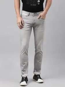Louis Philippe Jeans Men Grey Slim Fit Low-Rise Clean Look Stretchable Jeans
