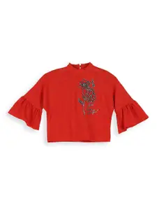 Tiny Baby Girls Red Printed Top