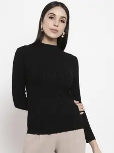 Gipsy Women Black Self Design Pullover Sweater