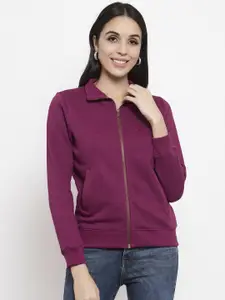 Gipsy Women Magenta Solid Sweatshirt