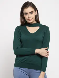 Kalt Women Green Solid Pullover Sweater