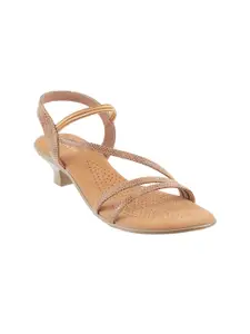 Mochi Women Beige Textured Sandals