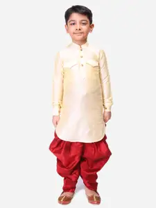 NAMASKAR Boys Solid Dupion Silk Kurta