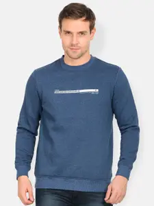 t-base Men Blue Printed Sweatshirt