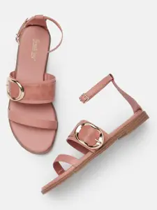 The Roadster Lifestyle Co Women Pink Solid Open Toe Flats