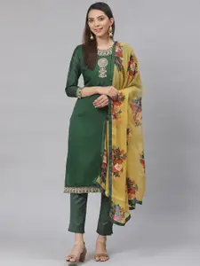 Saree mall Green Solid Semi-Stitched Dress Material