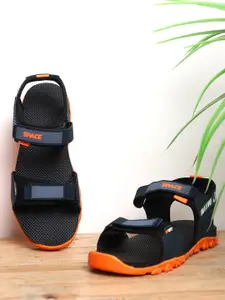 Space Men Navy Blue & Orange Comfort Sandals