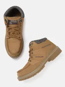 Woodland Men Camel Brown Leather Derbys