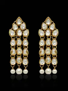 Peora Gold-Plated & White Classic Drop Earrings