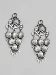 Peora Oxidised Silver Plated Classic Afghani Drop Earrings