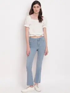 Belliskey Women Blue Bootcut High-Rise Jeans