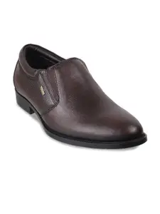 Metro Men Brown Solid Formal Slip-Ons