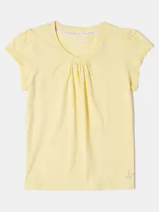Jockey Girls Yellow Solid Pure Cotton T-shirt