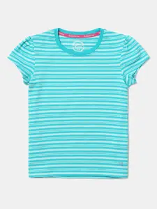 Jockey Girls Super Combed Cotton Elastane Rib Striped Slim Fit Short Sleeve Tshirt - AG03