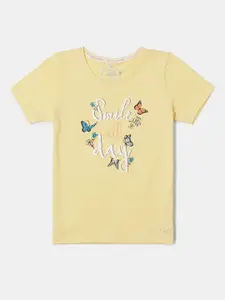 Jockey Girls Yellow   Printed Applique T-shirt