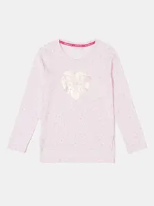 Jockey Girls Pink  Cream Printed Pure Cotton T-shirt