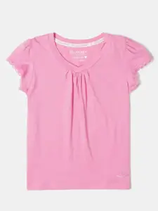 Jockey Girls Pink Solid Pure Cotton T-shirt NA