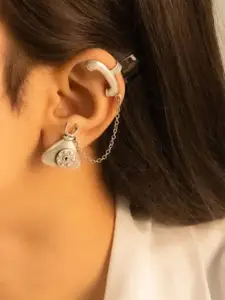 Binnis Wardrobe Contemporary Silver-Plated Ear Cuff Earrings