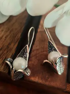 Binnis Wardrobe Silver Contemporary Oxidised Drop Earrings