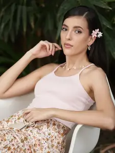 Tokyo Talkies Pink Fitted Crop Top