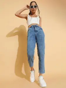 Belliskey Women Blue Slim Fit High-Rise Heavy Fade Jeans