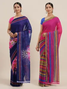 ANAND SAREES Pack of 2 Printed Poly Georgette Sarees